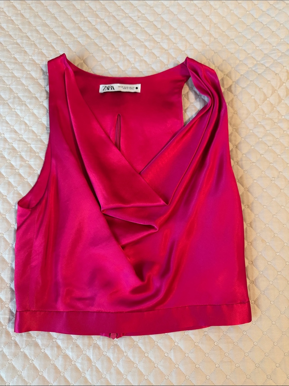 Zara Hot Pink Satin Draped top